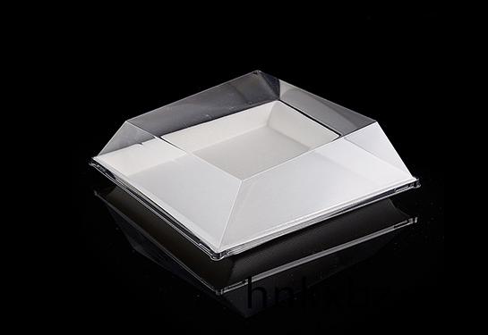 帶(dai)蓋(gai)盒子9cm扭方盤甘(gan)蔗漿餐(can)盤餐具(ju)