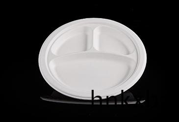 10寸(cun)3格圓盤(pan)甘(gan)蔗(zhe)漿(jiang)餐盤餐(can)具(ju)