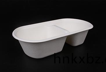 1000ml兩格(ge)橢(tuo)圓(yuan)形甘(gan)蔗漿餐(can)盒餐具(ju)