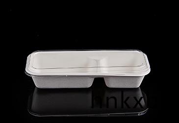 兩(liang)格(ge)800ml長(zhang)方(fang)形(xing)甘蔗(zhe)漿(jiang)餐(can)盒餐具